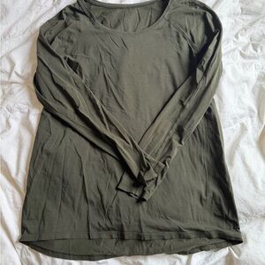 lululemon athletica Olive Green Long-Sleeve Scoop Neck Top